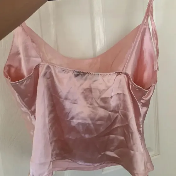 Silky baby pink spaghetti strappy top size M - Image 3