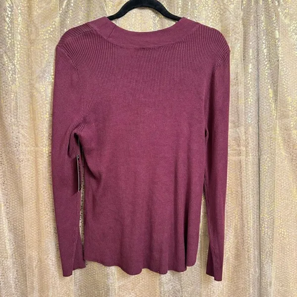 No Boundaries Burgundy Maroon Ribbed Stretchy‎ Lace Up Sweater XXL NWT - Image 2
