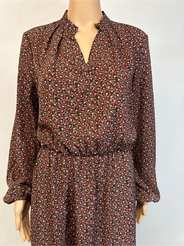 Source Unknown Burgundy Floral Long-Sleeve Midi Dress - Image 9