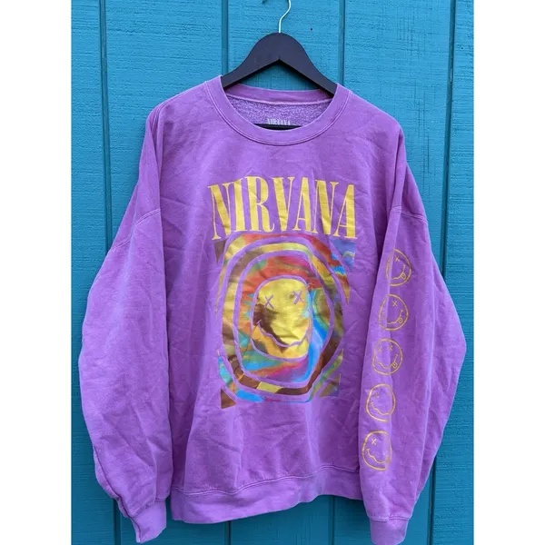 Urban Outfitters Nirvana Graphic Oversized Sweatshirt Pink Size Small/ Medium‎ - Image 2