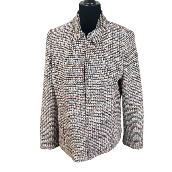 Sag Harbor Multicolor Boucle Full Zip Jacket Blazer Women's Size 8 - Image 5