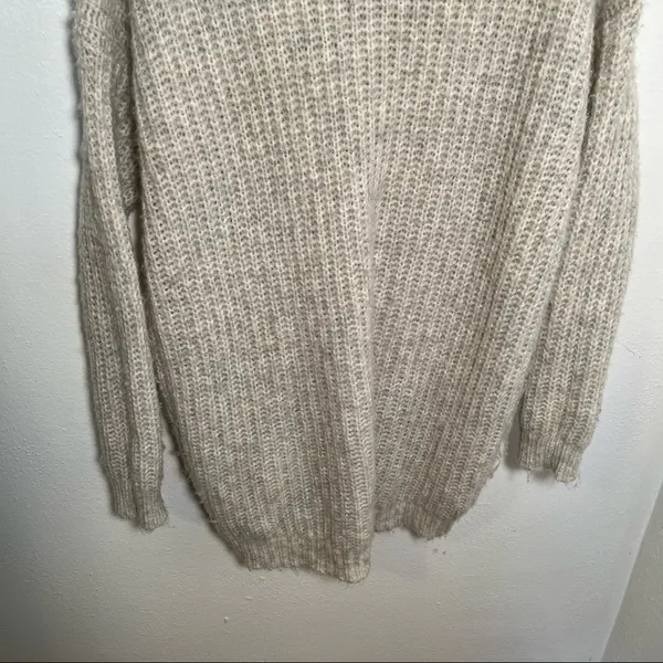 Aerie Womens Size Small Oversized Lace-Up Pullover Sweater Tunic Oatmeal Heather - Image 11