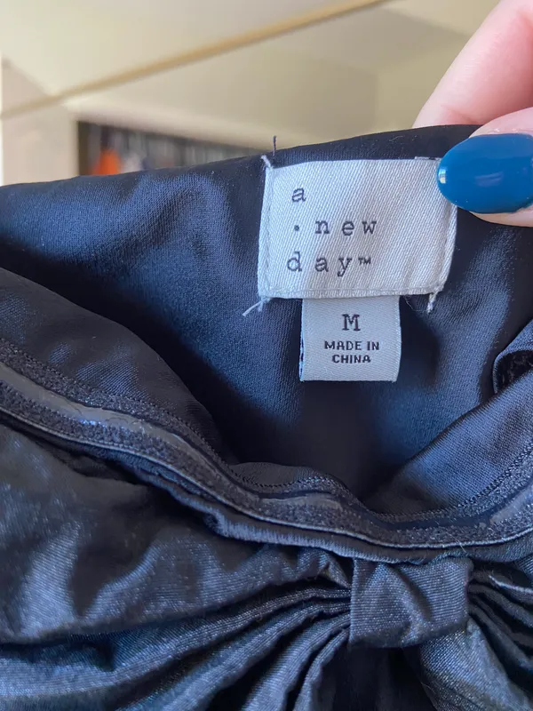 Black Silk Bow Dress Size M - Image 3