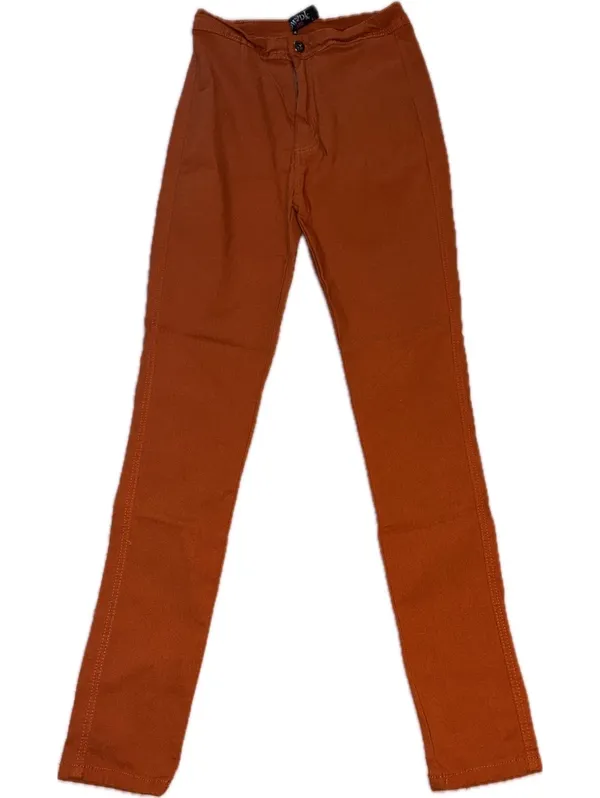 Super Swank" High-Waisted Stretchy Skinny Jeans - Burnt Orange (Size L) - Image 3