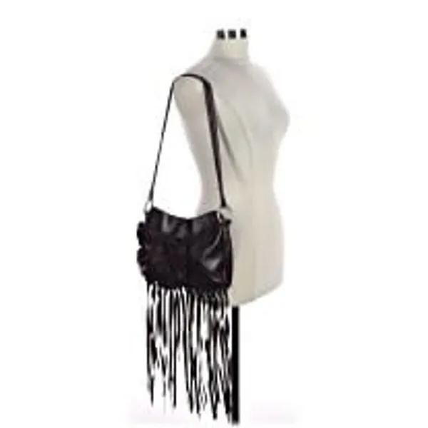 Brown leather bag fringe appliqué Whimsigoth Boho Chic Western Cowgirl Purse - Image 10