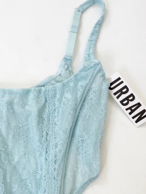 NWT Urban Outfitters Out From Under Lovestruck Lace Corset Top in Sky XL - Image 8
