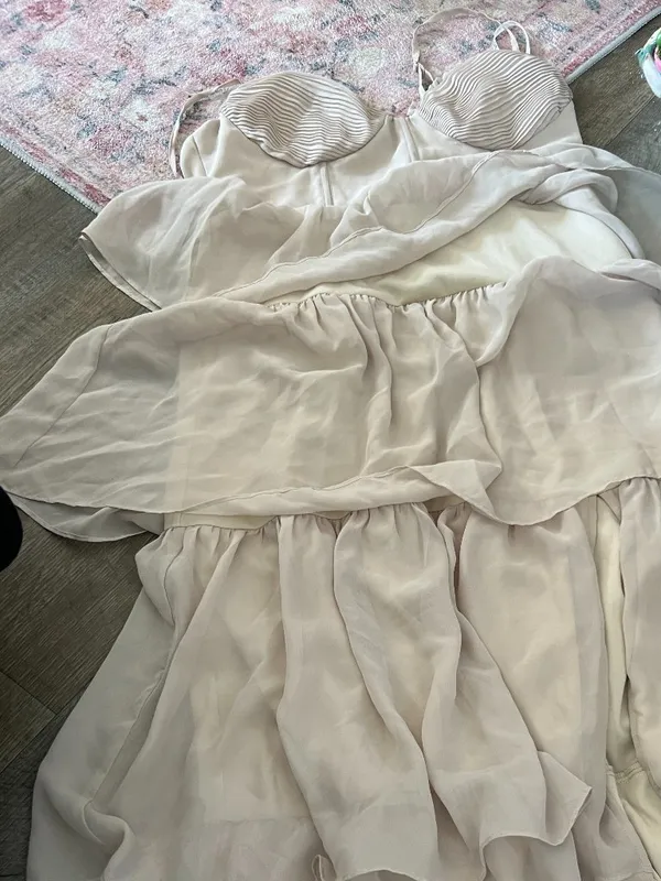 Birdy Grey Lola Dress Chiffon Classic Champagne size L - Image 10
