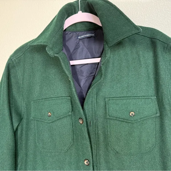 Brandy Melville Forest Green Quilted Shacket Jacket OS Oversized Button Front - Image 7
