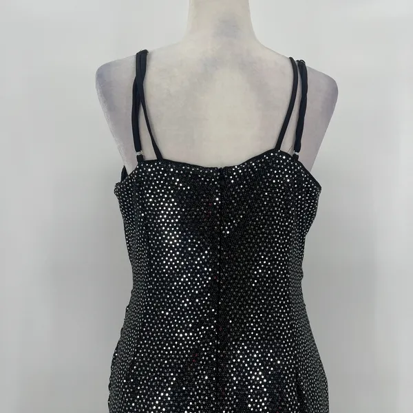 Grace Karin Silver Sequin Dress Sz L Mob Wife Holiday Clubwear Ruched Sparkly - Image 8