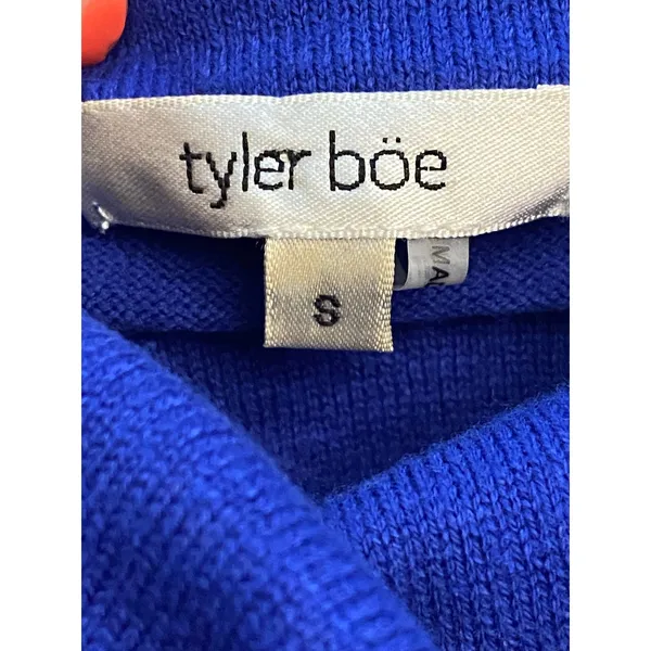 Tyler Böe Blue Funnel Neck Sweater‎ Dress Small Cotton Cashmere Knit Pockets - Image 4