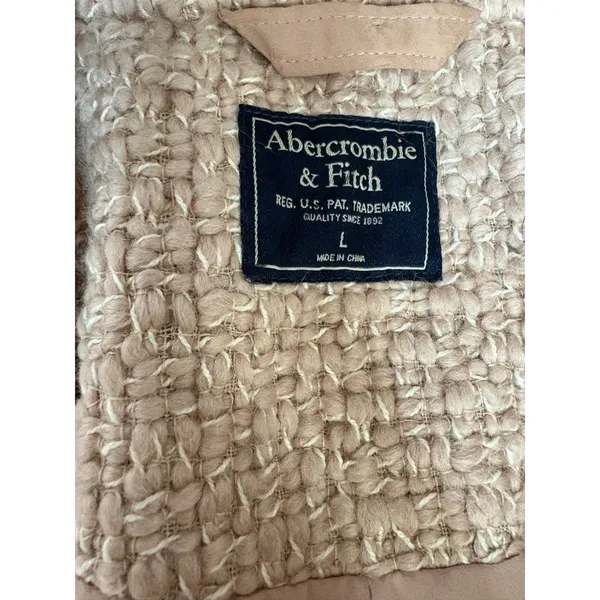 Abercrombie & Fitch Womens Coat, Tweed Long Sleeve, Overcoat, Blush Pink, L‎ - Image 4