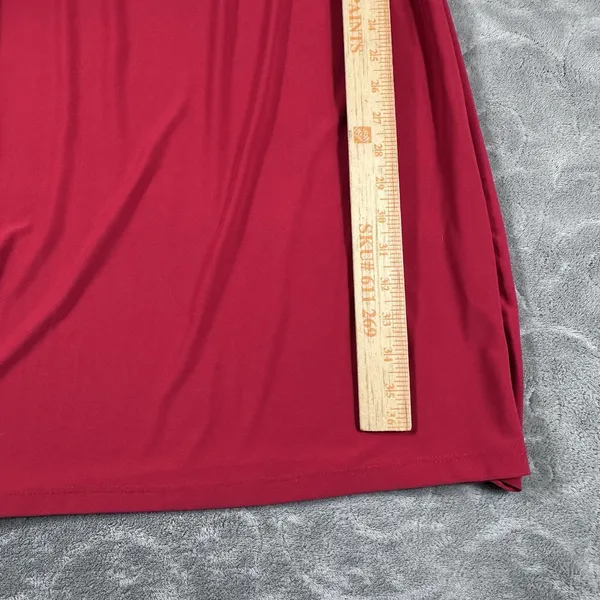 Cocomo Red Dress Large Cowl Neck Blouson Knee MIDI Elastic Waist Flattering Fit - Image 7