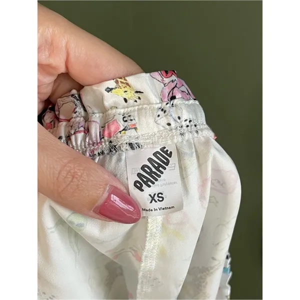 Parade Cheeky Flutter Satin Shorts Size XS White Multi Graphic Novelty Sleep - Image 3