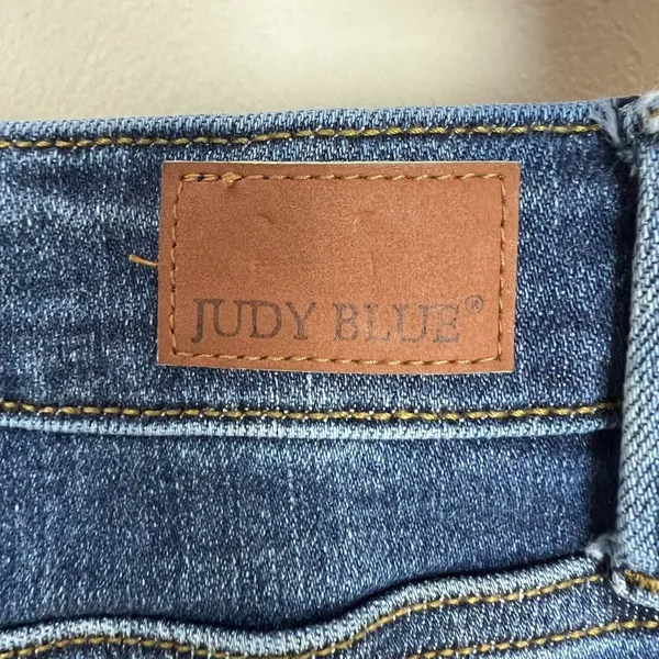 Judy Blue Jeans Womens 11/30 Blue Boot Cut Medium Wash Frayed Hem‎ Stretch Denim - Image 12
