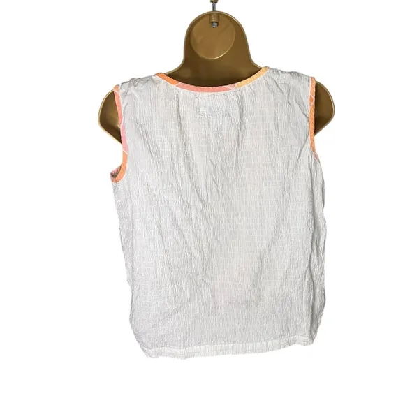 Vtg Y2K Angelique Sleeveless Seersucker Top Button Detail Textured White M FLAWS - Image 2