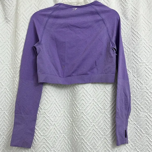 Gymshark Vital Seamless 2.0 Long Sleeve‎ Crop Top Bright Purple Marl size XL - Image 5