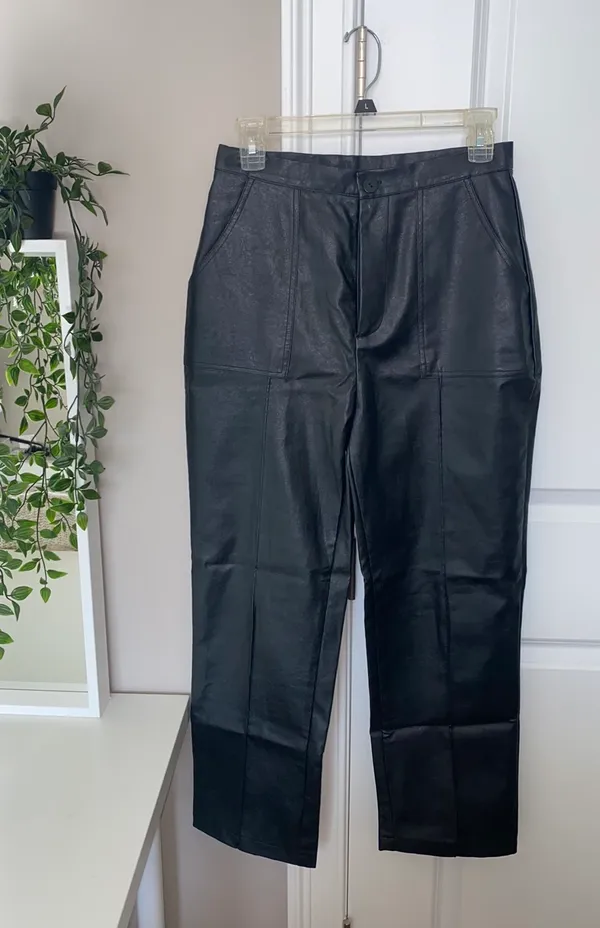 Princess Polly Black Faux Leather Pants - Image 2
