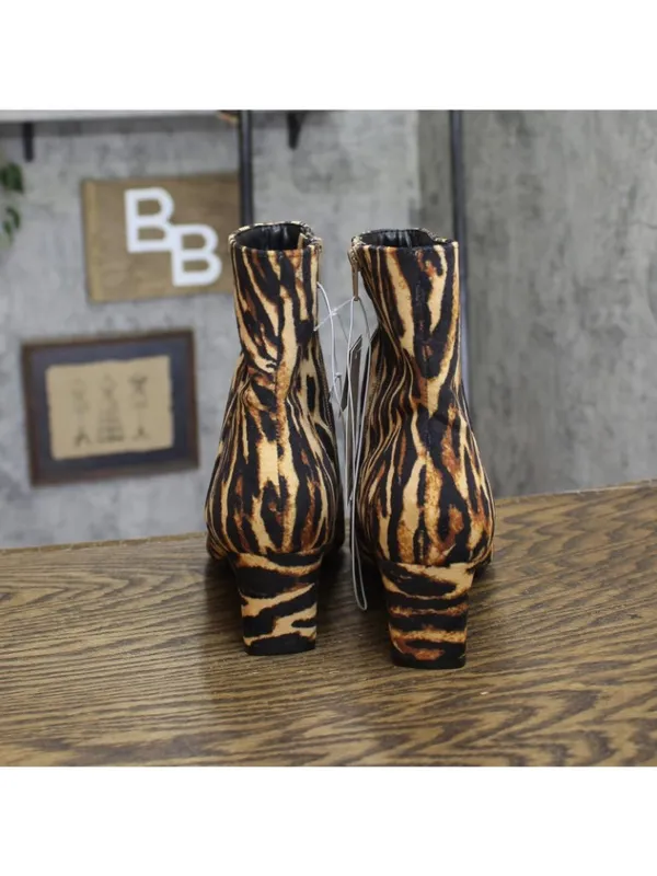NWT A New Day Block Heel Ankle Boots 94568629 Tiger Print Brown Multi 8.5M - Image 5