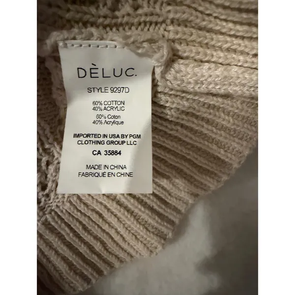 Deluc Cream Cable Knit Ruffle Sleeveless Sweater‎ Top Vest Beige Small 9297D - Image 4