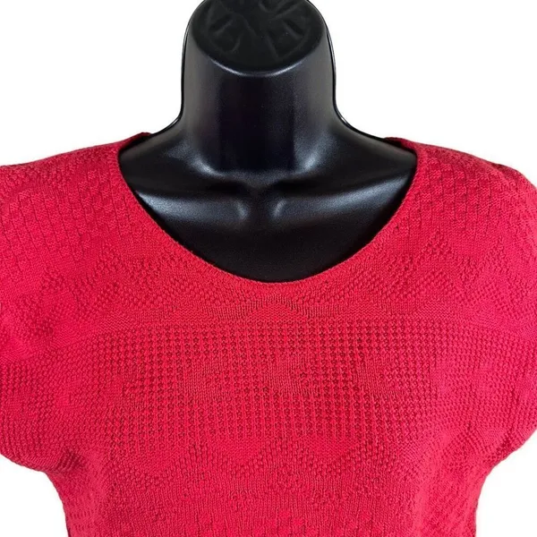 Vintage Village Green 100% cotton Red Knit Sweater Vest Size M - Image 4