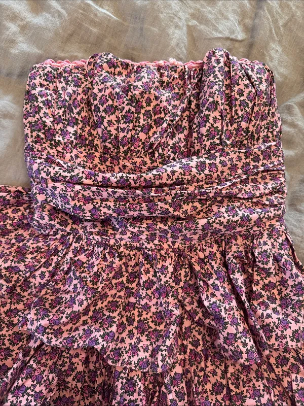 Betsey Johnson Pink Floral Tiered Ruffle Dress - Image 11