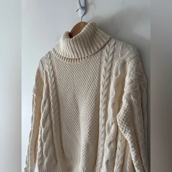 Madewell Cream Cable Knit‎ Turtleneck Sweater NH934 - Image 3