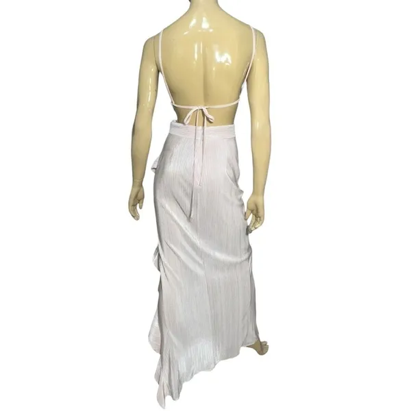 Michael Costello X Revolve Women’s Size XS Light Pink Crinkle Henrik Ruffle Gown - Image 7