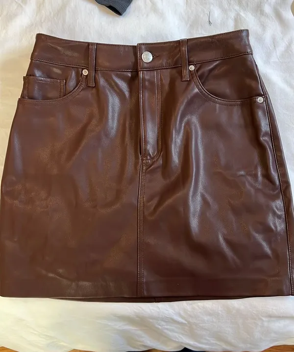 Express Brown Faux Leather Skirt  - Image 3