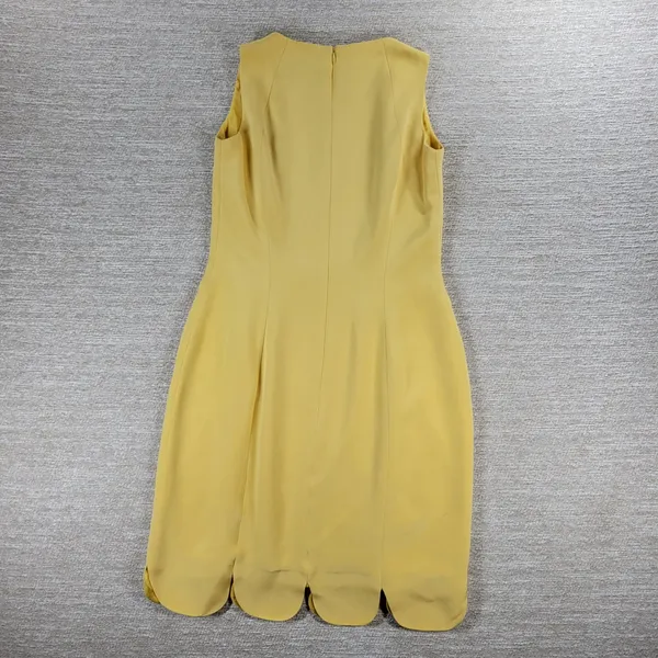 b Michael NY Silk Sheath Dress Size 6 Butter Yellow Scalloped Hem Classic Chic - Image 13