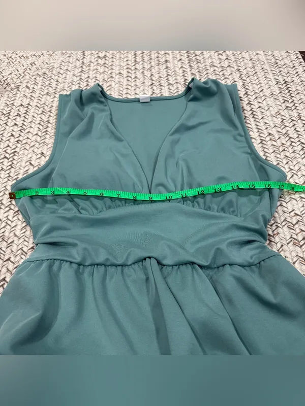 NWOT Halara Green V Neck Sleeveless Ruched Pocket Jumpsuit-Easy Peezy - Image 9