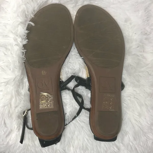 Dolce Vita Leather Sandals Black and Gold Size 8.5 - Image 7