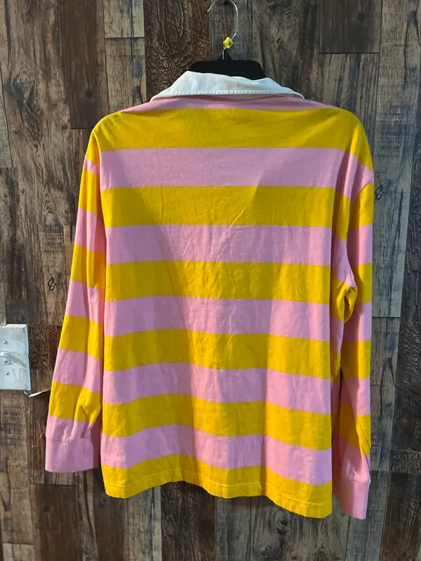 PINK - Victoria's Secret Orange long sleeve polo shirt size large - Image 3