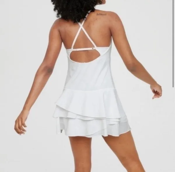 NWT Aerie Maggie White Ruffle Athletic Tennis Dress Built In Shorts Size Small - Image 2