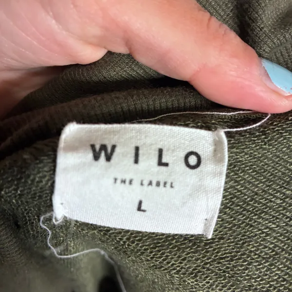 Wilo The Label Womens Olive‎ Green Quarter Zip Pullover Sweatshirt Size Large - Image 3