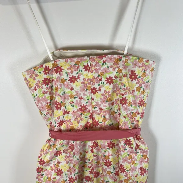 Vtg Lilly Pulitzer Pink Waist Ribbon‎ Tie Floral Lace Strapless Dress EUC Size 4 - Image 9
