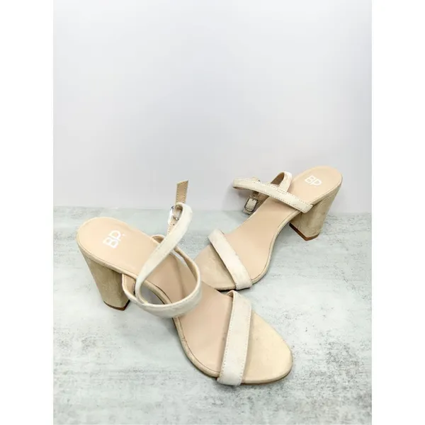 BP Sandals Womens Size‎ 6.5 Light tan Ankle Strap Leather Open Toe Block Heel - Image 2