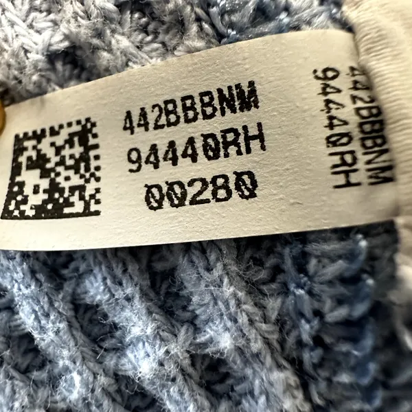 Aerie Waffle Thermal Long Sleeve Knit Pullover Crew Neck Oversized Blue Medium - Image 4