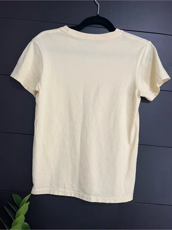 JOHN GALT Brandy Melville Pale Yellow Crewneck T-Shirt Cotton Tee One Size EUC - Image 3