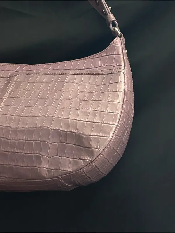Maxx New York Lilac Croc-Embossed Shoulder Handbag - Image 9