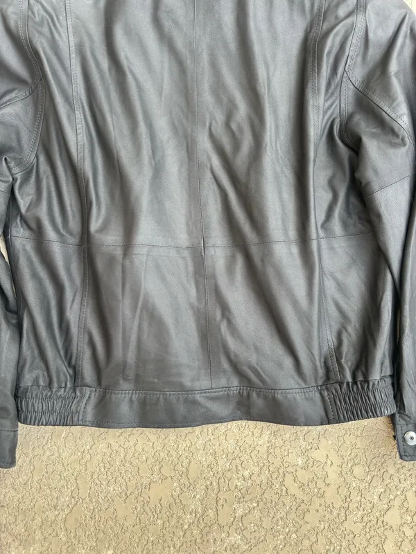 Remy Men's Lambskin Leather Bomber Jacket Black Blue Trim Sz 38 Small - Image 8
