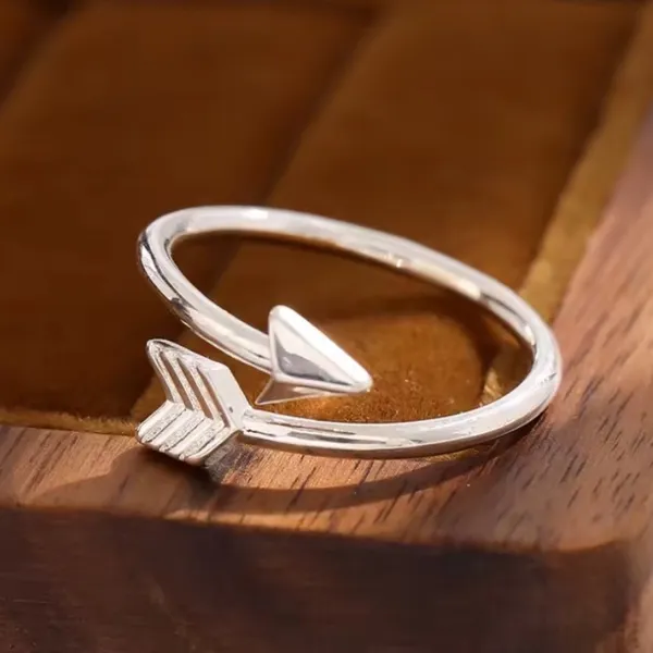 NEW 925‎ Sterling Silver Arrow Bypass Ring Women Adjustable Silver Ring - Image 10