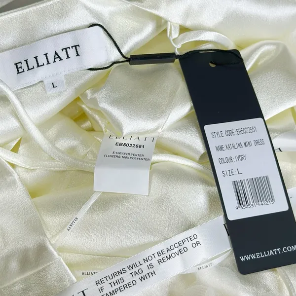 ELLIATT Katalina 3D Floral Satin Dress, Ivory, Large - Image 13