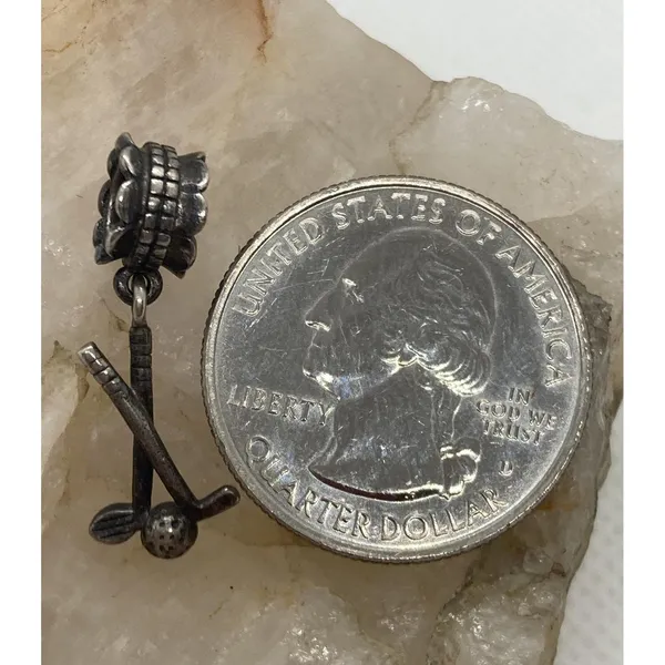 Vintage Golf Clubs and‎ Ball Charm Style Sterling 925 Silver 1.9g Sports Golfing - Image 2