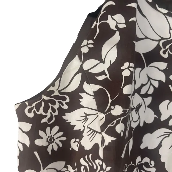 Ann Taylor‎ Women's 2 XS Brown White Floral Sleeveless Midi Dress Kentucky Derby - Image 5