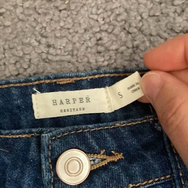 Harper heritage blue denim button front mini skirt - Image 2