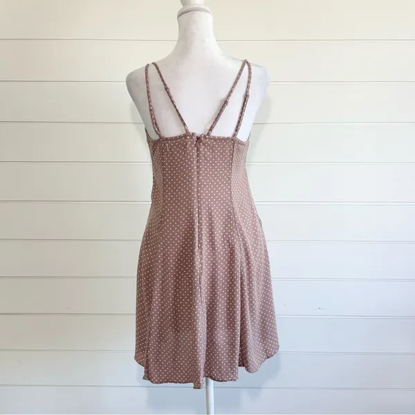 American Eagle‎ Outfitters Y2K Tan Polkadot Dress Size 8 - Image 4