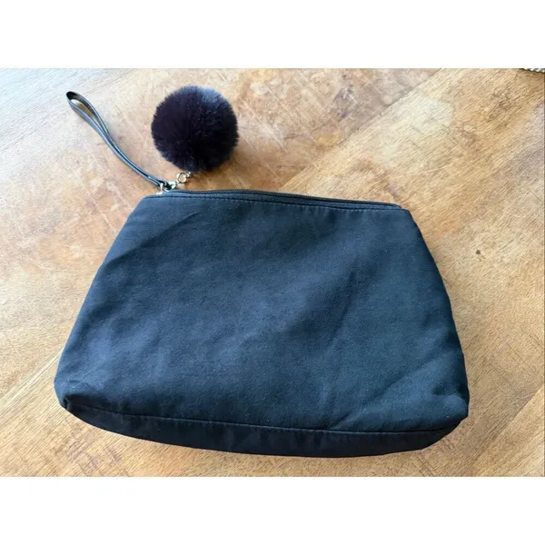 Lancôme Black Cosmetic Bag with Wristlet and Pom Pom - Image 2