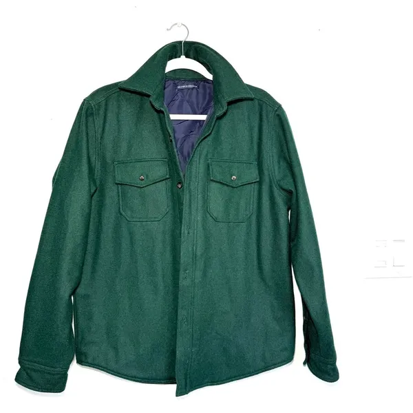Brandy Melville Forest Green Quilted Shacket Jacket OS Oversized Button Front - Image 4