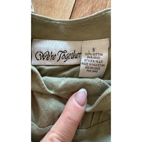 Were Together Maternity Top Sage Green‎ Cotton Long Sleeve V-Neck Small NWT - Image 3