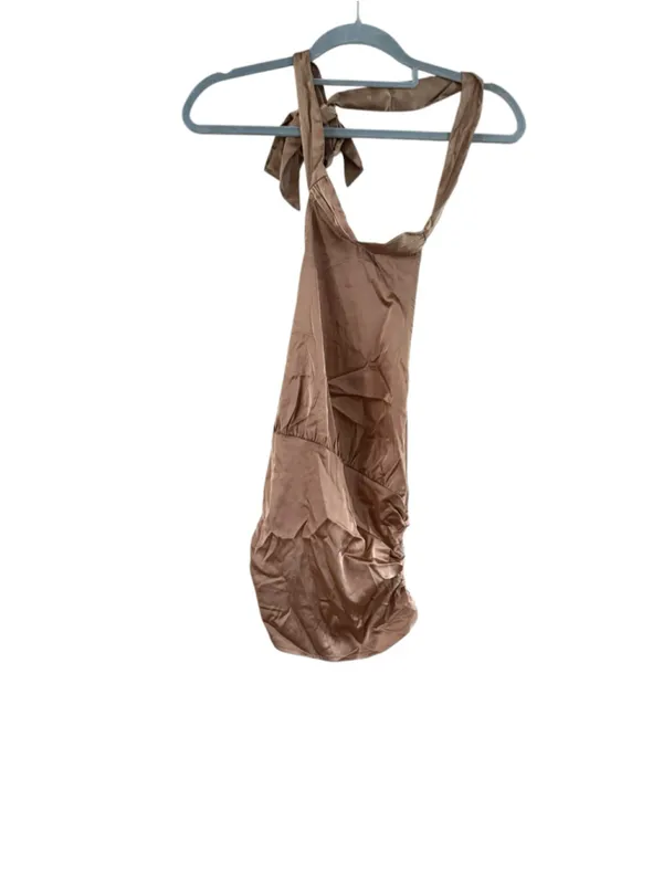 Women's CIDER Brown Halter Mini Dress M - Image 2